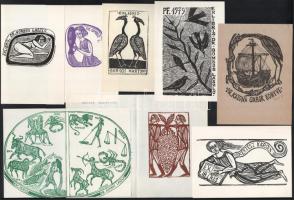 Perei Zoltán (1913-1992): 18 db ex libris és kisgrafika. Klf. technikák, papír, részben jelzett, rés...