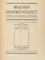 1909 Magyar Iparművészet. Az Országos Magyar Iparművészeti Múzeum és Iskola és az Orsz. Magyar Iparművészeti Társulat közlönye. Szerk.: Fittler Kamill, Györgyi Kálmán. XII. évfolyam. Bp., 1909, O. M. Iparművészeti Társulat. Szövegközti és egészoldalas képekkel gazdagon illusztrálva. Félvászon-kötésben, néhány kissé foltos lappal, intézményi bélyegzőkkel.