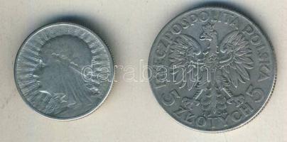 Lengyelország 1934. 2Zl Ag, 5Zl Ag T:2/3