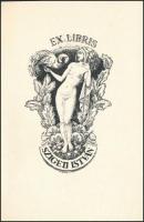 Helbing Ferenc (1870-1958): Erotikus ex libris Szigeti István. Klisényomat, papír, jelzett a nyomaton. 9,5x6 cm