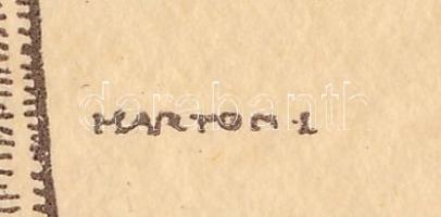 Márton Lajos (1891-1953): Cserkész a benzinkútnál (kisgrafika). Klisényomat, papír, jelzett a nyomat...