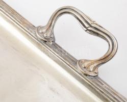 Antik nagyméretű szervírozótálca pár, kis kopással, 60x38 cm