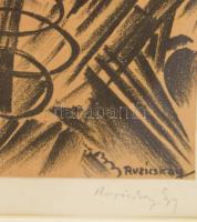 Ruzicskay György (1896-1993): Elekrtomos erők. Algráfia, papír, jelzett, Ruzicskay György autográf c...