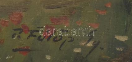 T. Fülöp Gyula (működött a XX. sz. első felében): Napos táj. Olaj, vászon, jelezve jobbra lent. Sérü...