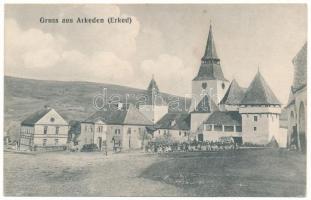 Erked, Arkeden, Archita; Vásár tér az evangélikus erődtemplommal. Szabó / square with fortified church