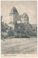 1917 Szászivánfalva, Eibesdorf, Ighisu Nou; Die Kirchenburg / Evangélikus vártemplom. J. Guggenberger / Lutheran castle church (lyuk / pinhole)