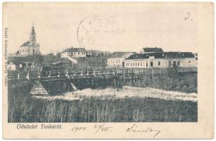 1904 Tenke, Tinca; templom és fahíd. Schlesinger Károly kiadása / church and wooden bridge (EK)