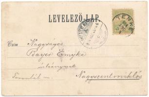 1904 Tenke, Tinca; templom és fahíd. Schlesinger Károly kiadása / church and wooden bridge (EK)