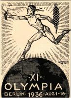 XI. Olympia Berlin 1936 aug. 1-16. / 1936. évi nyári olimpiai játékok. Dr. Illyés László kiadása. Alkalmi Grafika 3. sz. / 1936 Summer Olympics in Berlin s: Márton Lajos