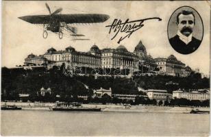 Budapest I. Bleriot repülőgépe a Királyi vár felett (EK)