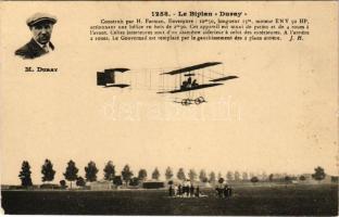 Arthur Duray repülőgépével / Aviator Arthur Duray in his Farman biplane aircraft (EK)