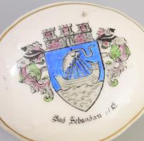 Bad Sebastian porcelán dobozka. Kézzel festett, jelzett, kopott 7 cm