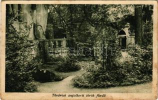 1923 Tata, Tóvárosi angolkerti török fürdő + "Budapest-Lökösháza 5" vasúti mozgóposta (EK)