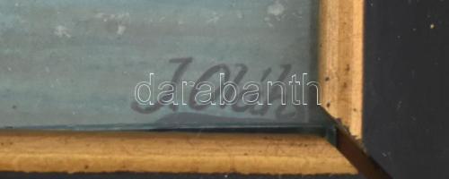 J Olah: Dunai sziget a Vaskapunál. Akvarell, papír, jelzett, 15x24 cm Üvegezett sérült keretben