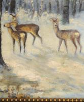 Jelzés nélkül: Téli erdei jelenet. Olaj, vászon, farostra kasírozva 42,5x32,5 cm Dekoratív keretben