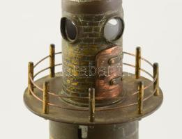 Világítótorony szobor lövegből. Hiányokkal, lejáró részekkel, alján fiókkal, m: 46 cm