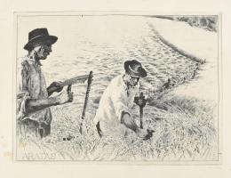 Rozanits Tibor (1931-): Aratás. Rézkarc, papír. Jelzett, szélén folt 27x37 cm
