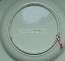 ~1910 C. Fischer nyomással ellátott porcelán fajansz falitányér 23cm-es átmérővel