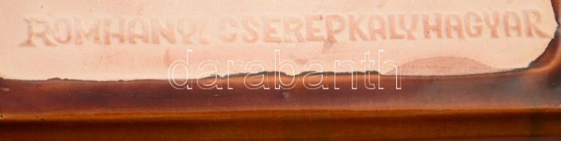 Romhányi Cserépkályhagyár csempe mesemintával. Jelzett, mázas kerámia, 19,5x19,5 cm