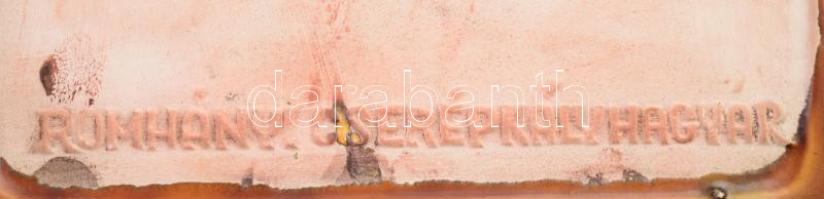 Romhányi Cserépkályhagyár csempe mesemintával. Jelzett, mázas kerámia, kis sérüléssel, 19,5x19,5 cm