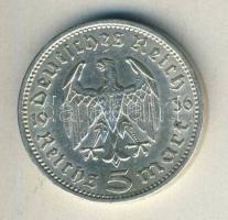 Német 3. Birodalom 1936A 5M Ag "Hindenburg" T:2-/3 kis ph