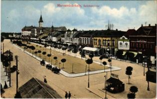 1915 Marosvásárhely, Targu Mures; Széchenyi tér, Vámos Sándor üzlete. Márványi kiadása / square, shops (EK)