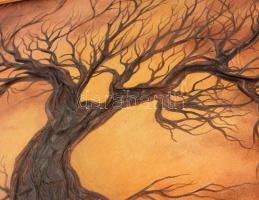 Bőr kép, fali dísz, dekoratív fa keretben 60x45 cm Külső méret 70x52 cm