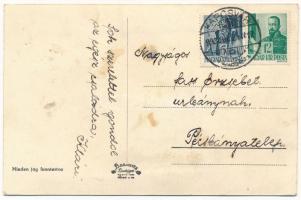 1943 Kaposvár, magyar népviseletes leporellolap repülőgéppel s: Bernáth (fl)