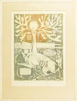 Kass János (1927-2010): Cantata profana. Rézkarc, papír, jelzett. sorszámozott művészpéldány AP 5. s...