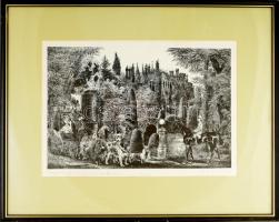 Gyulai Líviusz (1937-2021): Romantikus lap kutyafogattal Litográfia, papír. Jelzett.számozott 42/50 ...