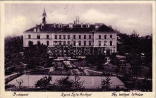 1930 Budapest XIV. Szent Szív Intézet (Sacré Coeur) "Philippineum", az intézet látképe teniszpályával. Ajtósi Dürer sor 21. (ázott / wet damage)