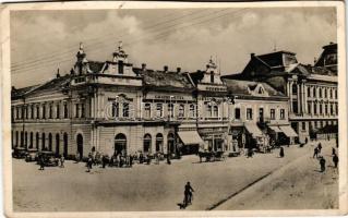 Beregszász, Beregovo, Berehove; Grand Szálloda, Dobos parfüméria, üzletek, automobil. Schönberger kiadása / hotel, perfumery, shops, automobile (vágott / cut)