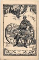 Mindég virág legyen az ágyú torkában. Heller K. és Tsa. / Hungarian military propaganda card, Art Nouveau s: Szép Lajos (kis szakadás / small tear)