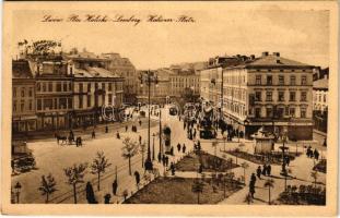 1916 Lviv, Lwów, Lemberg; Plac Halicki / Haliczer-Platz / square, tram, shop of M. Blazej & Co. (EK)