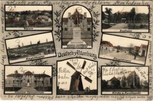 Bad Deutsch-Altenburg, Totale, Amphitheater, Kaiserstandbild, Badhaus, Hauptstrasse, Museum Carnuntinum, Windmühle, Kirche u. Rundkapelle / general view, amphitheatre, Franz Joseph I of Austria monument, spa, main street, museum, windmill, church and chapel. Art Nouveau, floral (EK)