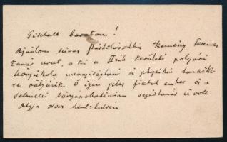 Gyulai Pál (1826-1909) irodalomtörténész, író autográf sorai névjegykártyáján