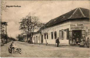 Verőce, Nógrádverőce; Still Endre üzlete és saját kiadása, saját töltésű hegyi borok zárt palackokban. Montázs autóval (EK)