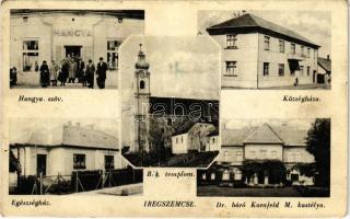 1942 Iregszemcse, Községháza, Egészségház, Római katolikus templom, Dr. báró Kornfeld M. kastélya, Hangya szövetkezet üzlete. Tóth Szabó Gyula fényképész felvételei (Rb)