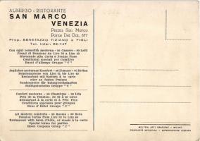 Venezia, Venice; Albergo Ristorante San marco. Piazza S. Marco, Ponte dei Dai / hotel and restaurant...