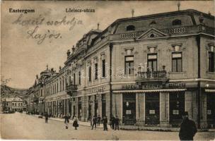 1905 Esztergom, Lőrincz utca, Hotel Korona szálloda és kávéház. Kardos Dezső kiadása (vágott / cut)