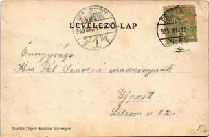 1905 Esztergom, Lőrincz utca, Hotel Korona szálloda és kávéház. Kardos Dezső kiadása (vágott / cut)