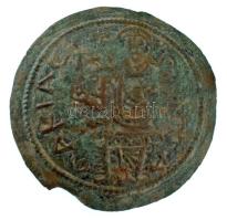 1172-1196. Rézpénz Cu "III. Béla" T:VF patina, hajlott lemez, ph. Hungary 1172-1196. Copper Coin Cu "Béla III" C:VF patina, bent coin, edge error Huszár: 72., Unger I.: 114.