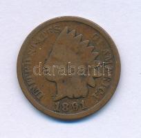 Amerikai Egyesült Államok 1891. 1c bronz "Indian Fej" T:F patina United States of America 1891. 1 Cent bronze "Indian Head" C:F patina Krause KM#90a