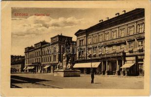 1911 Szeged, Klauzál tér, Szegedi Kereskedelmi és Iparbank, gyógyszertár, Divatáruház a Menyecskéhez, üzletek. Grünwald Hermann kiadása (EK)