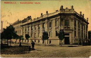 1910 Miskolc, Kereskedelmi iskola. Grünwald Ignác kiadása (EK)