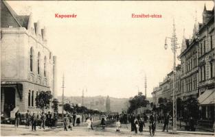 1907 Kaposvár, Erzsébet utca (kis szakadás / small tear)