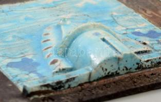 Azonosítatlan jelzéssel: Tűzzománc fali dísz, vas lapon 20x20 cm