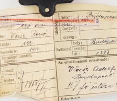 I. világháborús dögcédula dr. Weisz Rezső izr. orvos részére