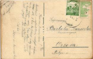 Temesvár, Timisoara; Gyárváros, Bega részlet liget bejárattal, villamos / Fabric, riverside and park...