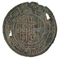 1172-1196. Kufikus rézpénz Cu "III. Béla" (1,29g) T:VF, patina, hajlott lemez, lyukak Hungary 1172-1196. Copper Coin with unreadable Kufic Arabic script Cu "Béla III" (1,29g) C:VF, patina, wavy coin, holes Huszár: 73., Unger I.: 115.